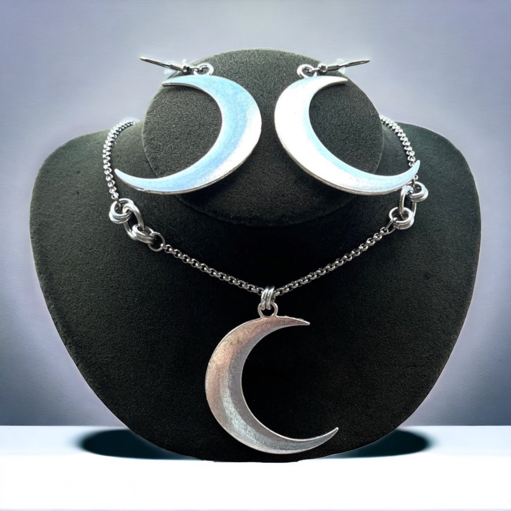 Set Crescent Moon Boho Adjustable Choket Necklace Earrings 35$